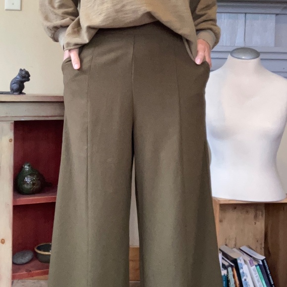 Free Press Olive Green Wide Leg Pants (Culotte Pants) - Picture 3 of 4